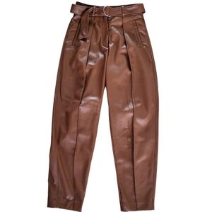 3B. Babaton Faux Leather Belted Pants - Size 0
